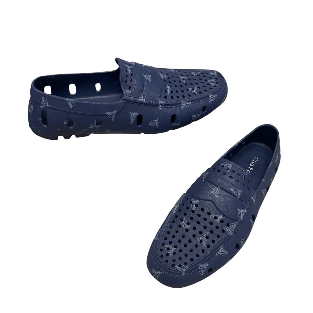 Club Room Blue Nautical Rubber Lightweight Water Slip On Boat Shoes Mens size 10